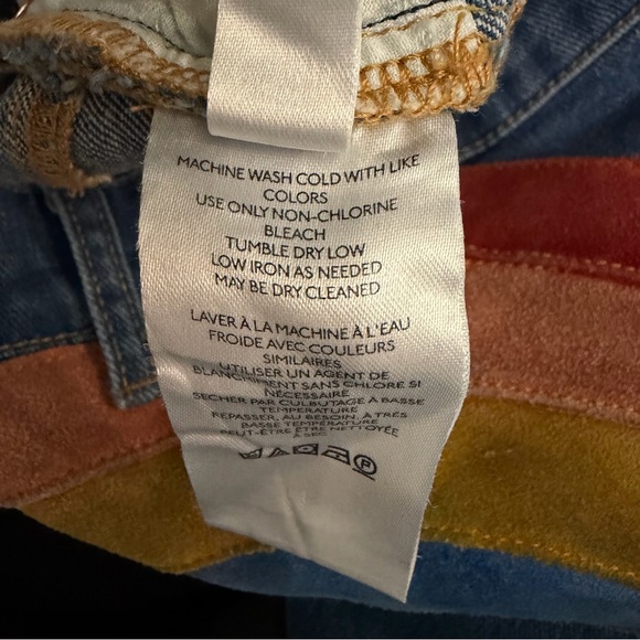 Free People We The Free Somewhere Over The Rainbow Flare Blue Jeans 23210 - Picture 11 of 14